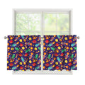 Space Rockets Pattern Print Tier Curtains