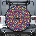 Space Rockets Pattern Print Tire Cover With Camera Hole
