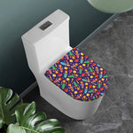 Space Rockets Pattern Print Toilet Lid Cover