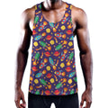 Space Rockets Pattern Print Men's Workout Tank Top