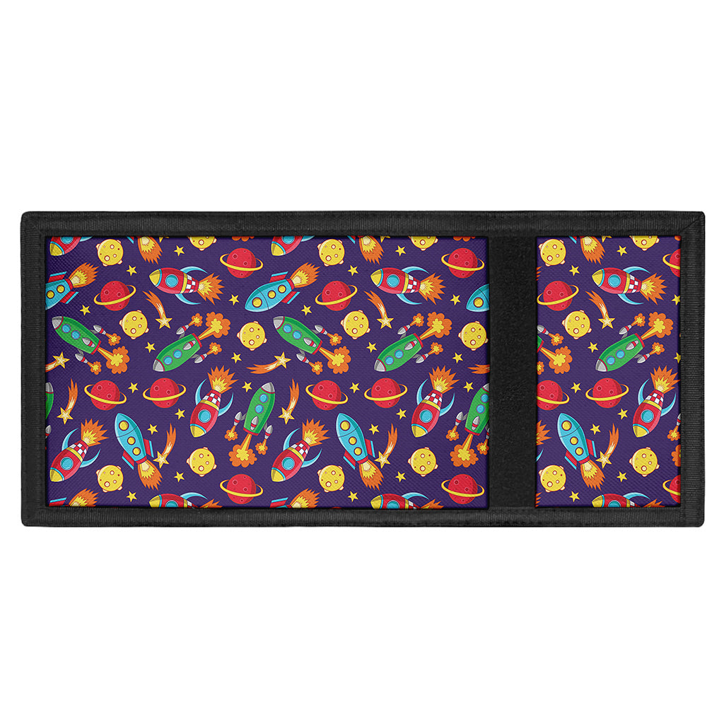 Space Rockets Pattern Print Trifold Wallet