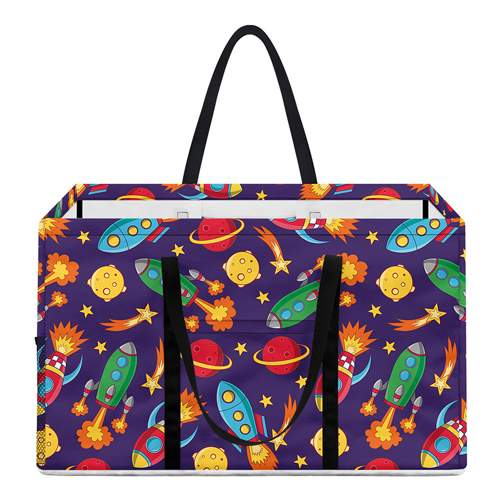 Space Rockets Pattern Print Utility Tote Bag