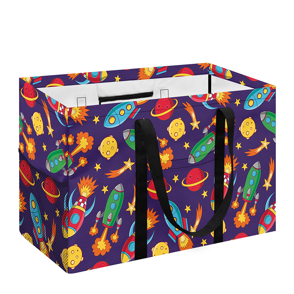 Space Rockets Pattern Print Utility Tote Bag