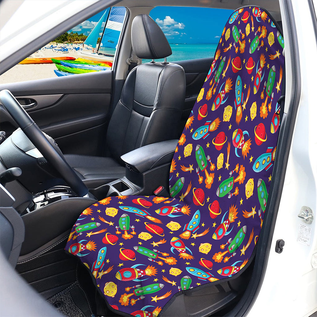 Space Rockets Pattern Print Waterproof Car Seat Cover