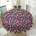Space Rockets Pattern Print Waterproof Round Tablecloth