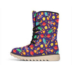 Space Rockets Pattern Print Winter Boots