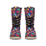 Space Rockets Pattern Print Winter Boots