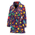 Space Rockets Pattern Print Women's Bathrobe