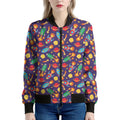 Space Rockets Pattern Print Women's Bomber Jacket