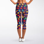 Space Rockets Pattern Print Women's Capri Leggings