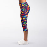 Space Rockets Pattern Print Women's Capri Leggings