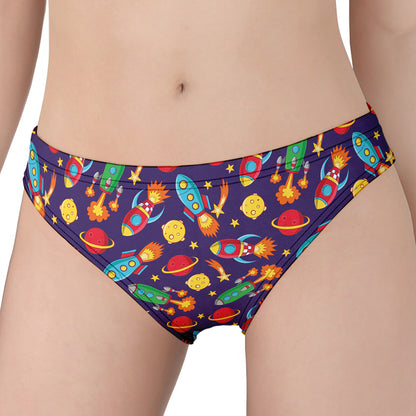 Space Rockets Pattern Print Women's Panties