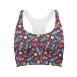 Space Rockets Pattern Print Women's Sports Bra