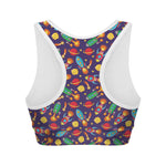 Space Rockets Pattern Print Women's Sports Bra