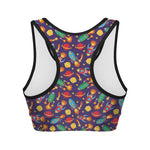 Space Rockets Pattern Print Women's Sports Bra