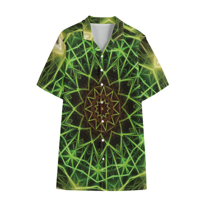Sparkle Kaleidoscope Print Cotton Hawaiian Shirt