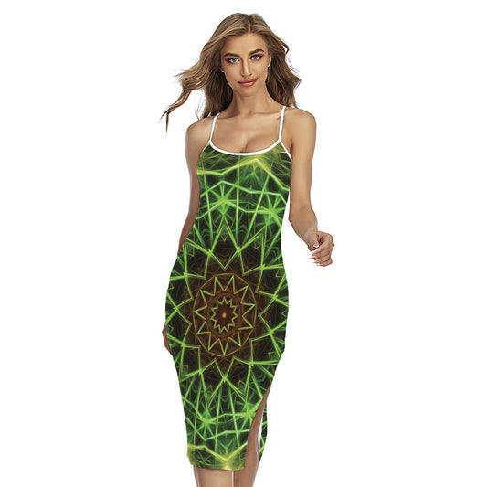 Sparkle Kaleidoscope Print Cross Back Cami Dress