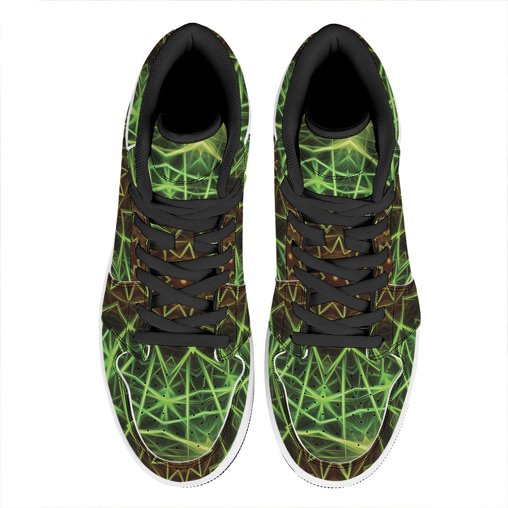 Sparkle Kaleidoscope Print High Top Leather Sneakers