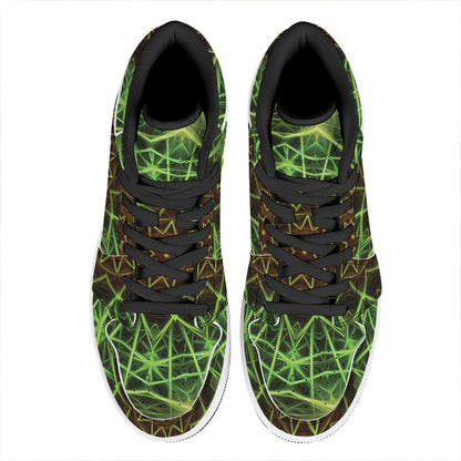 Sparkle Kaleidoscope Print High Top Leather Sneakers