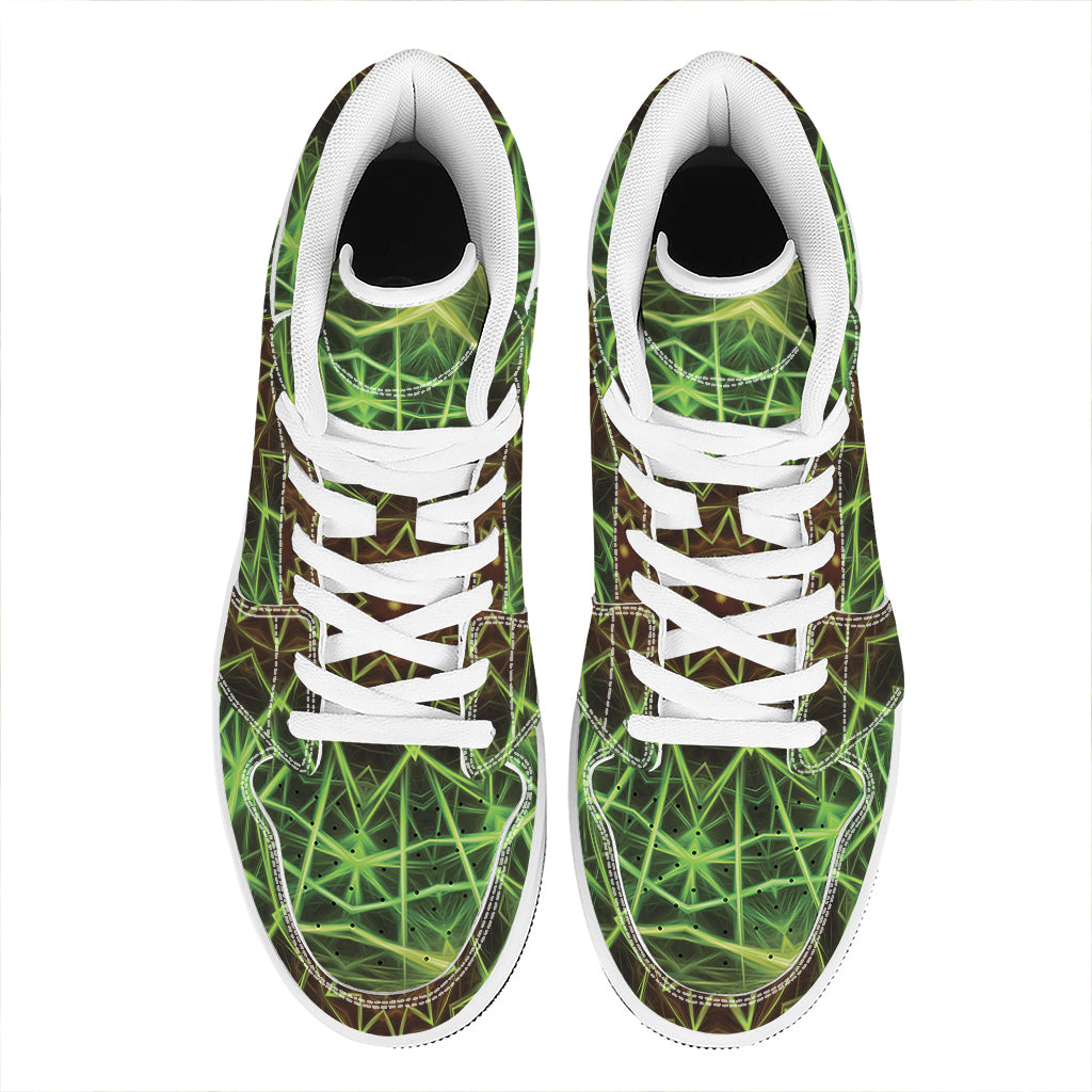 Sparkle Kaleidoscope Print High Top Leather Sneakers