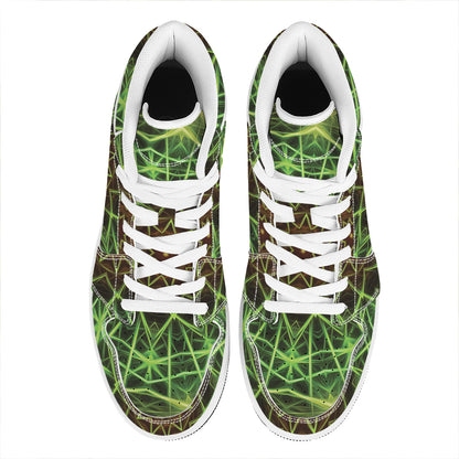 Sparkle Kaleidoscope Print High Top Leather Sneakers