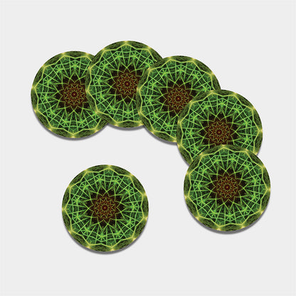 Sparkle Kaleidoscope Print Leather Coaster Set