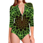 Sparkle Kaleidoscope Print Long Sleeve Swimsuit