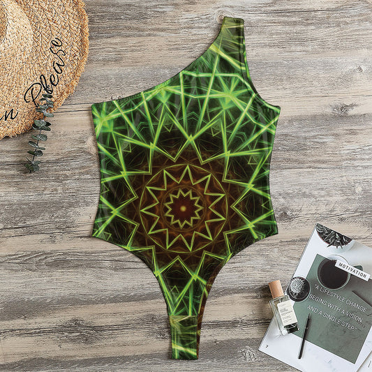 Sparkle Kaleidoscope Print One Shoulder Bodysuit