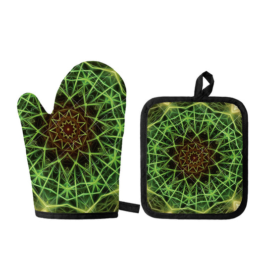 Sparkle Kaleidoscope Print Oven Mitt And Pot Holder Set