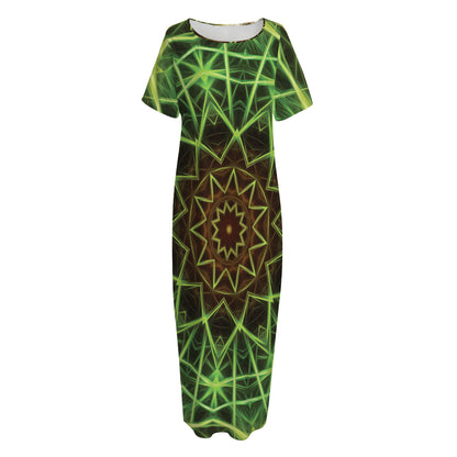 Sparkle Kaleidoscope Print Short Sleeve Long Nightdress