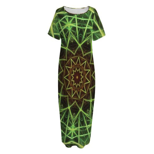 Sparkle Kaleidoscope Print Short Sleeve Long Nightdress
