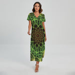 Sparkle Kaleidoscope Print Short Sleeve Maxi Dress