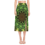 Sparkle Kaleidoscope Print Side Slit Midi Skirt