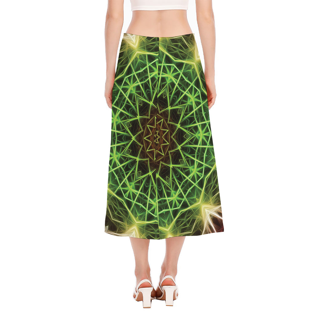 Sparkle Kaleidoscope Print Side Slit Midi Skirt