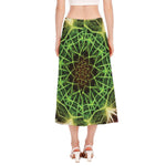 Sparkle Kaleidoscope Print Side Slit Midi Skirt