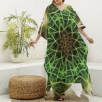 Sparkle Kaleidoscope Print Silk V-Neck Kaftan Dress