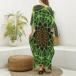Sparkle Kaleidoscope Print Silk V-Neck Kaftan Dress