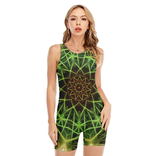 Sparkle Kaleidoscope Print Sleeveless One Piece Swimsuit