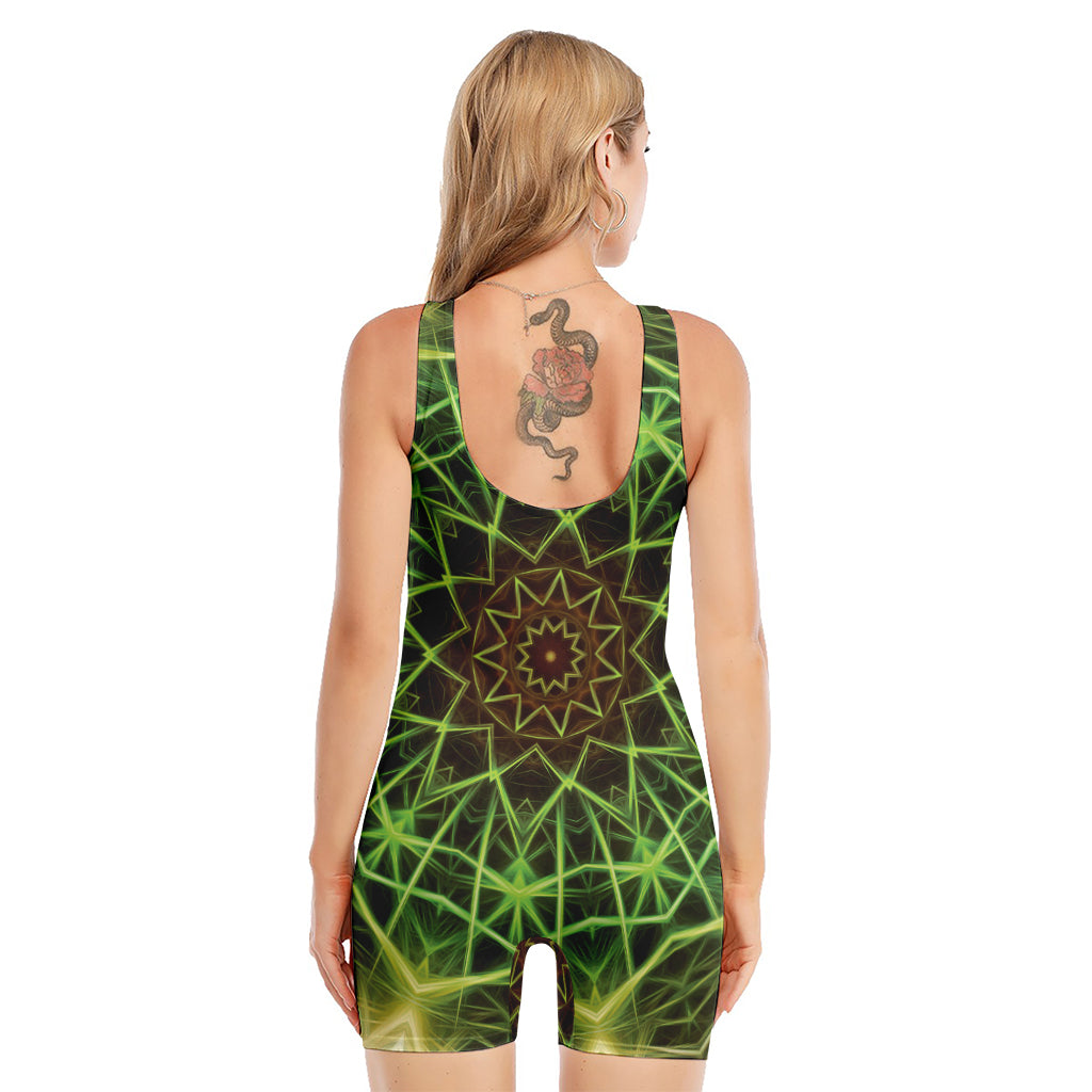 Sparkle Kaleidoscope Print Sleeveless One Piece Swimsuit