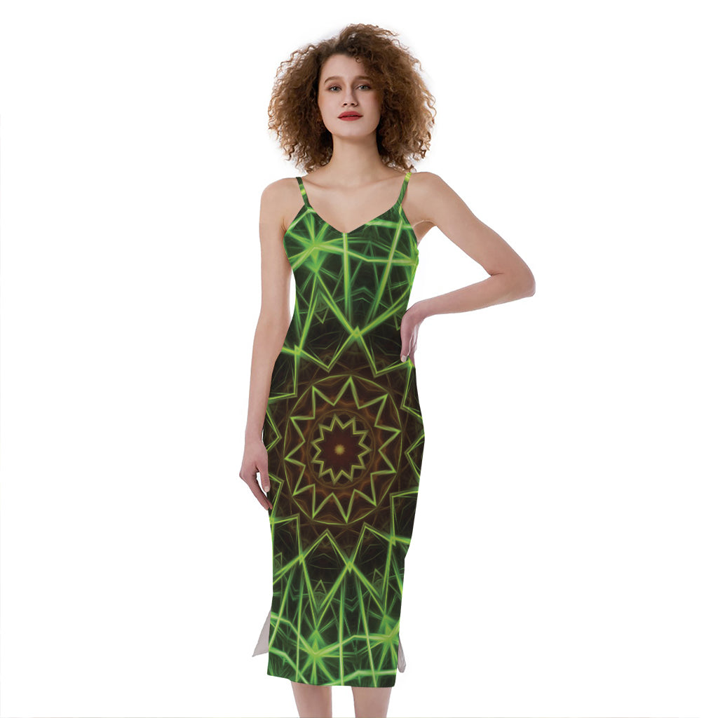 Sparkle Kaleidoscope Print Slim Fit Midi Cami Dress
