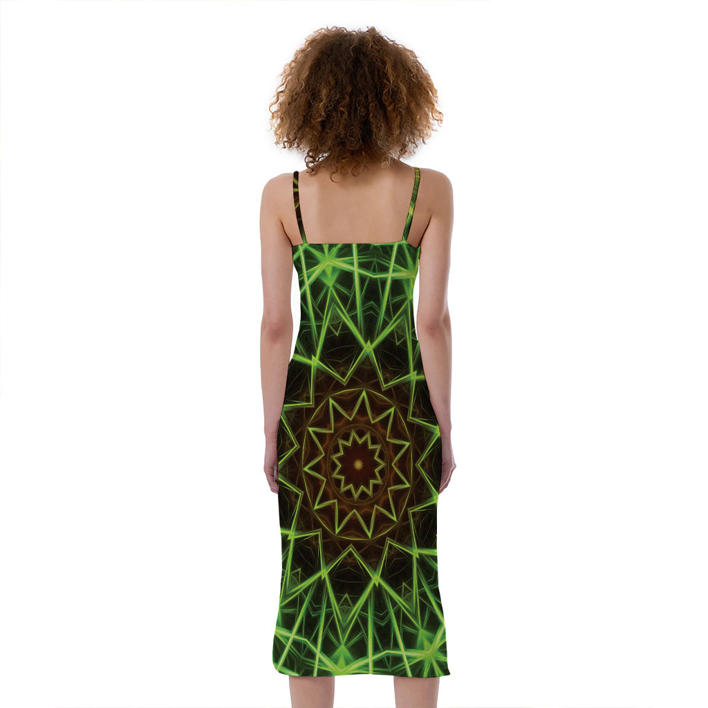 Sparkle Kaleidoscope Print Slim Fit Midi Cami Dress