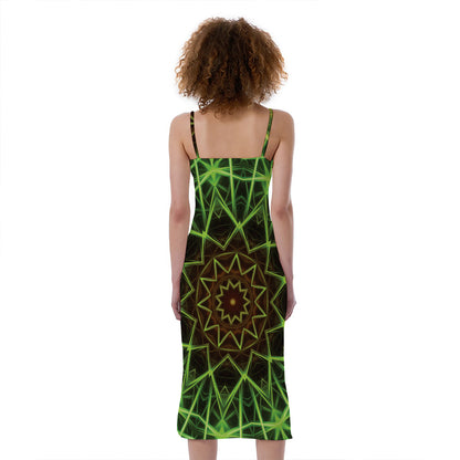 Sparkle Kaleidoscope Print Slim Fit Midi Cami Dress