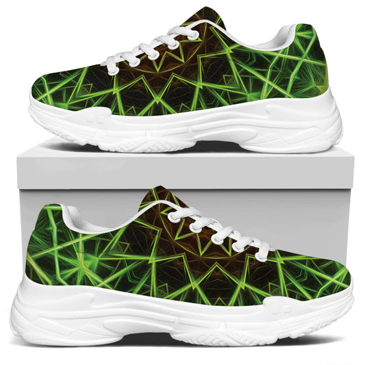 Sparkle Kaleidoscope Print White Chunky Shoes