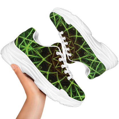Sparkle Kaleidoscope Print White Chunky Shoes