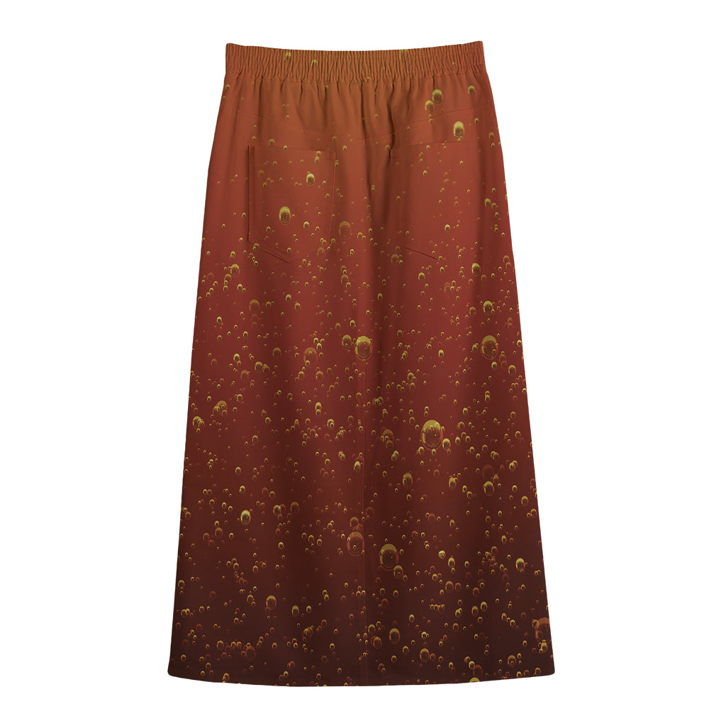 Sparkling Cola Print Cotton Front Slit Maxi Skirt