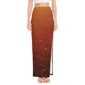 Sparkling Cola Print High Slit Maxi Skirt