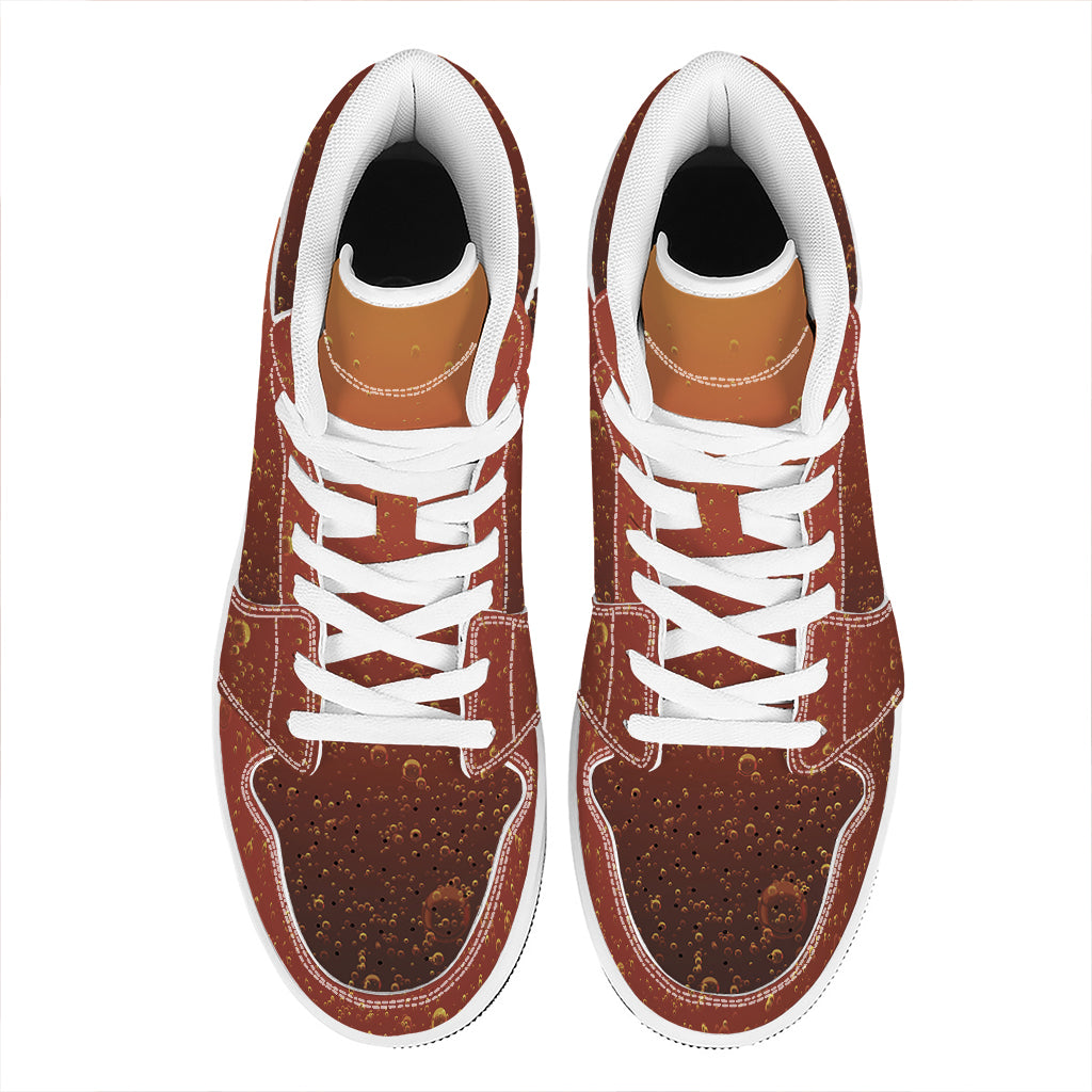 Sparkling Cola Print High Top Leather Sneakers