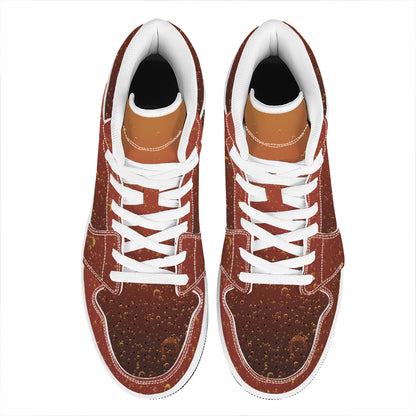 Sparkling Cola Print High Top Leather Sneakers