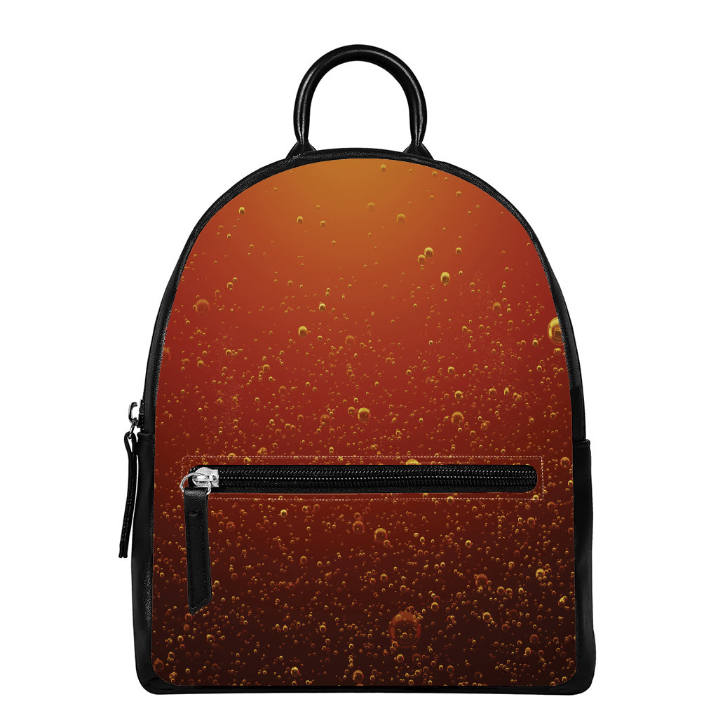 Sparkling Cola Print Leather Backpack