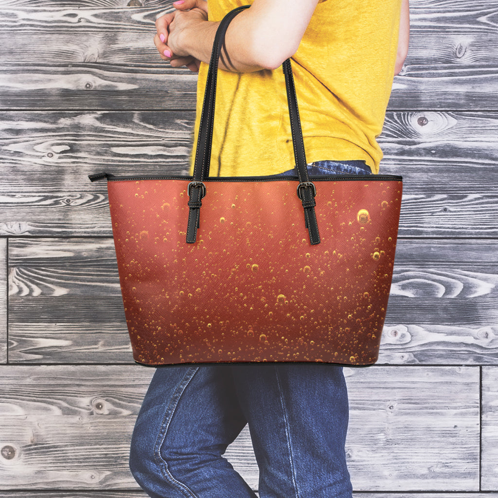 Sparkling Cola Print Leather Tote Bag